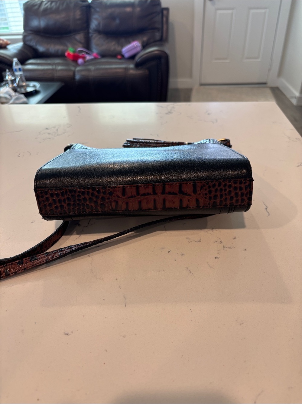 Brahmin Black & Brown Croc-Accent Crossbody - Picture 5 of 8